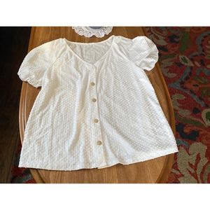 White Button Up Short Sleeve Top